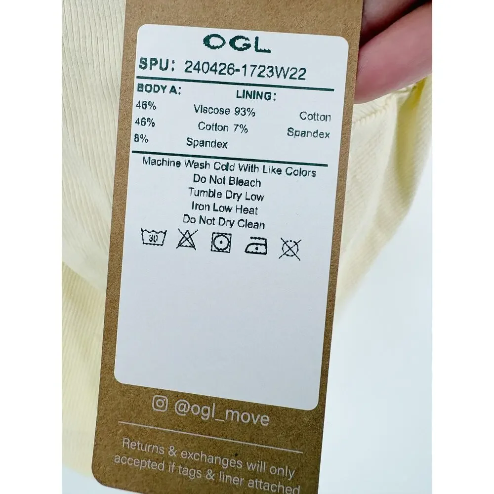OGL Top Size M NEW Boat Neck Ruched Elastic Open Back Brami Tank Butter Yellow